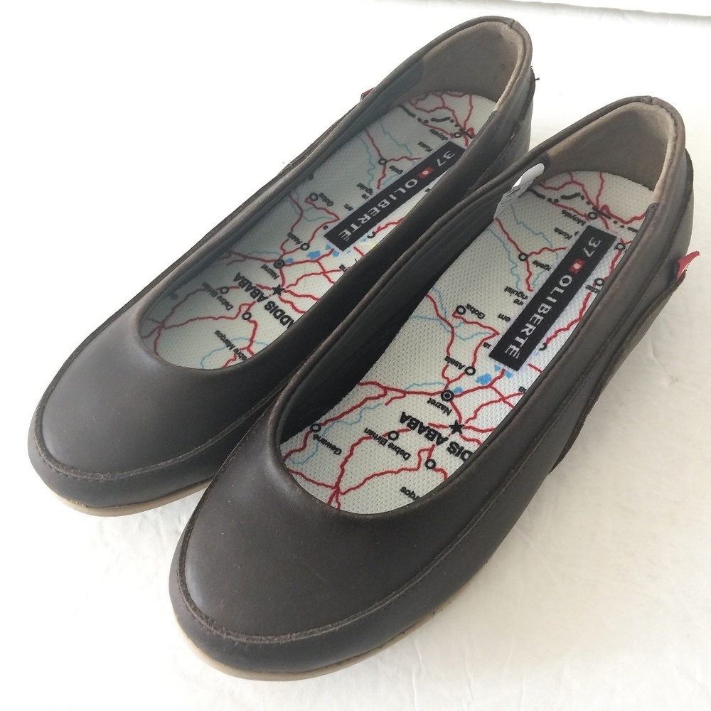 Oliberte Dark Brown Leather Slip On Flats 37